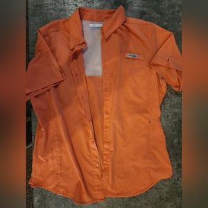Columbia orange jacket button up Omni-shield